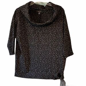 August Silk Leopard Blouse Cowl Neck Sz Med